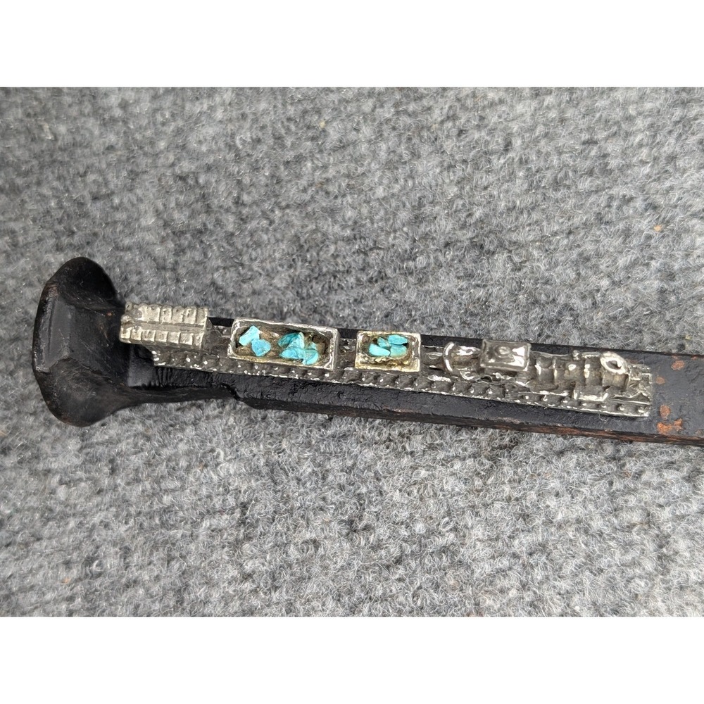 Railroad Spike With Silver Model Train On Top Hauling Topaz 7" Long - Picture 3 of 8